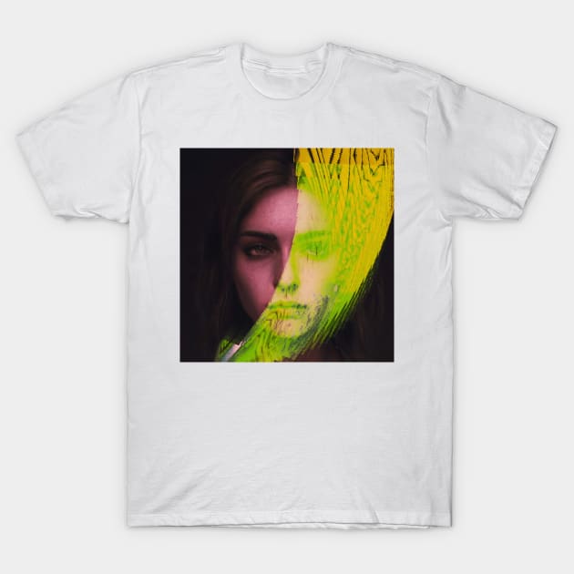 Tense - Glitch Art Portrait T-Shirt by raspberry-tea